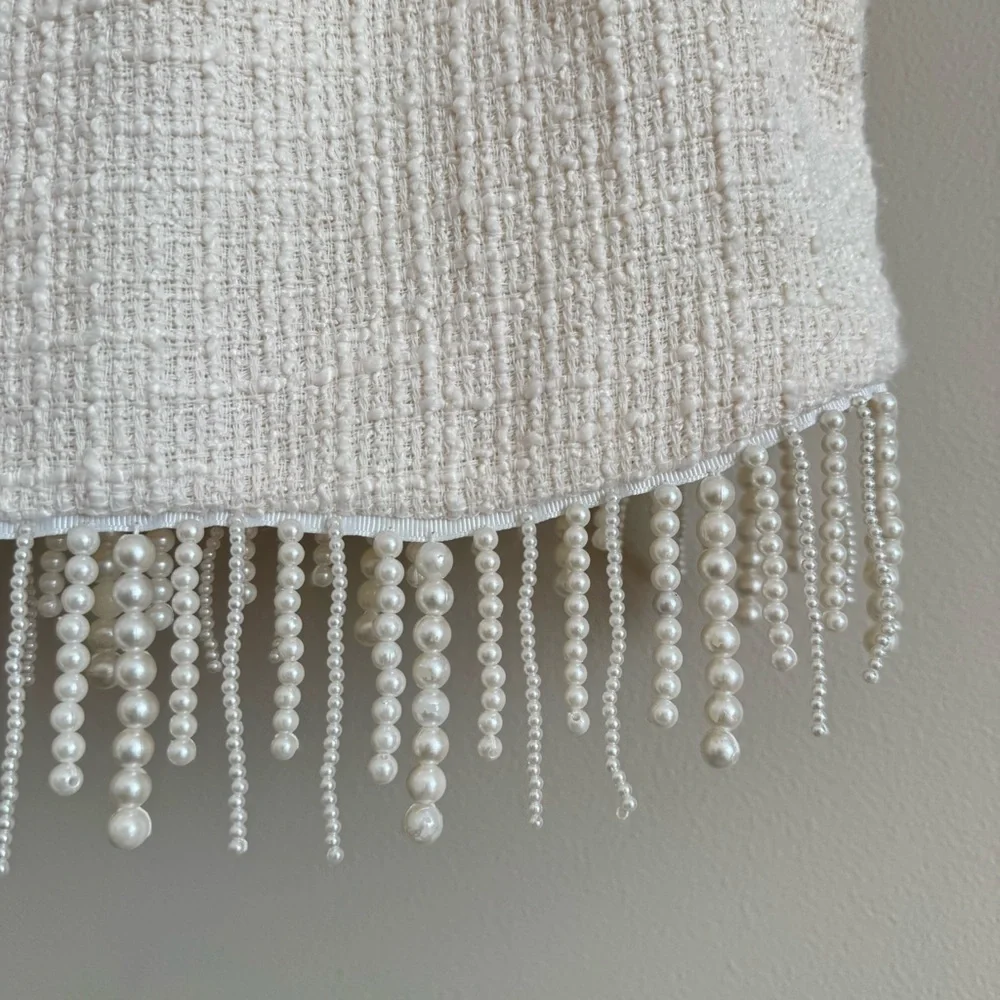 Jason Wu Cream Sleeveless Crop Top Pearl Fringe - Picture 8 of 10